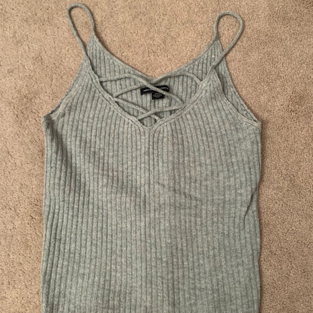 American Eagle gray blue sweater tank top size small
